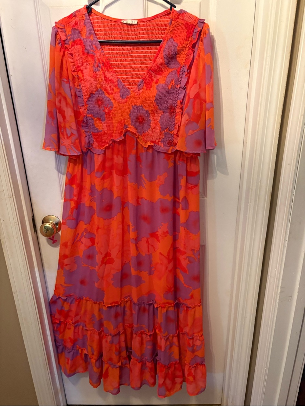 JODIFL Orange & Purple Floral Maxi Dress